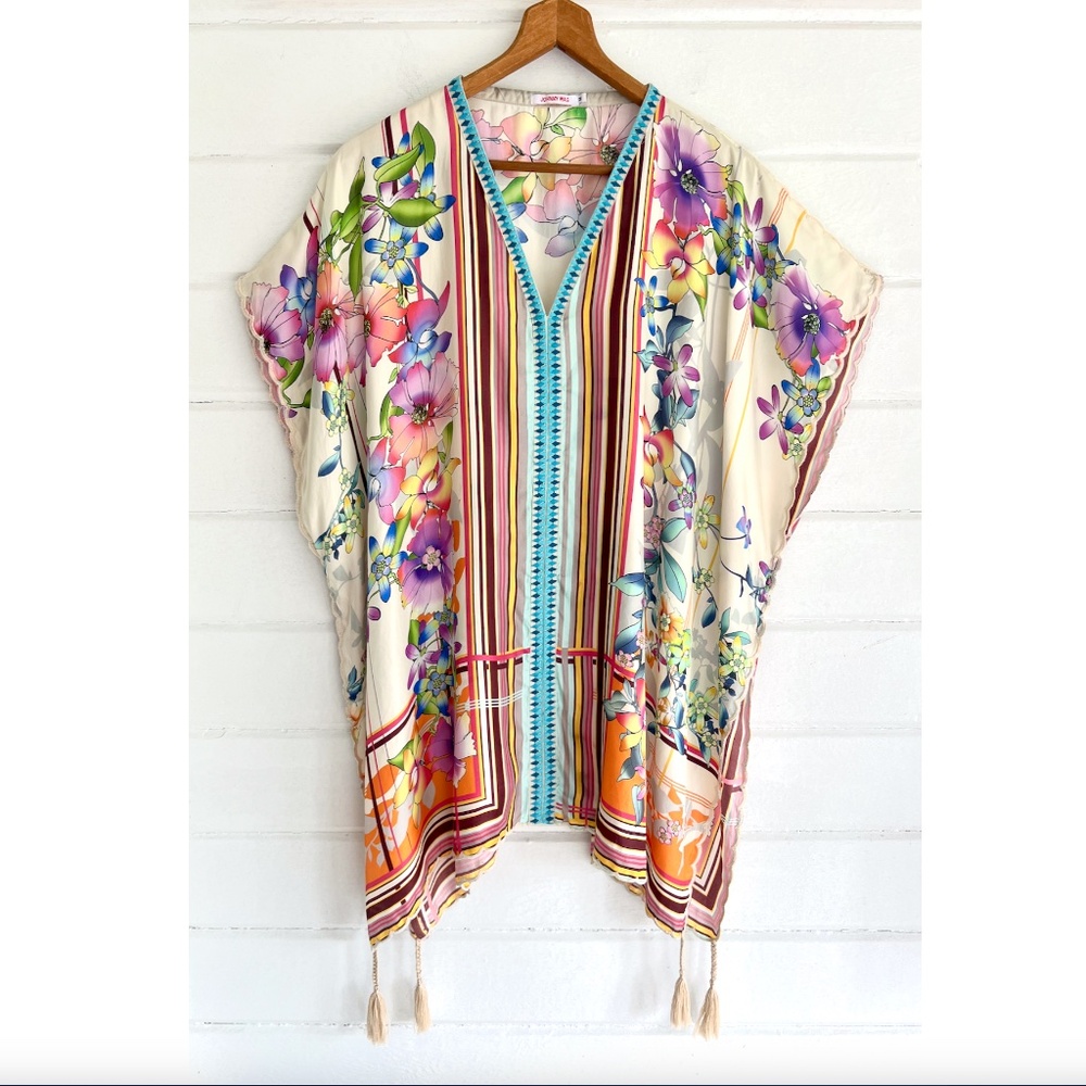 JOHNNY WAS Stellar Silk Poncho - M - Picture 2 of 11